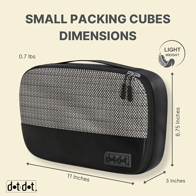 5pc Small Black Packing Cubes for Suitcases - Travel Packing Organizers for Carry on Suitcase