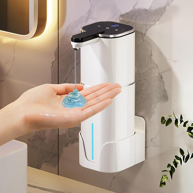 CATIRE Upgraded Larger Capacity Automatic Soap Dispenser Touchless, 17.6oz Liquid Hand Soap Dispenser, Rechargeable 2000mAh, 8 Adjustable Levels, 2-in-1 Wall Mount & Countertop for Kitchen Bathroom
