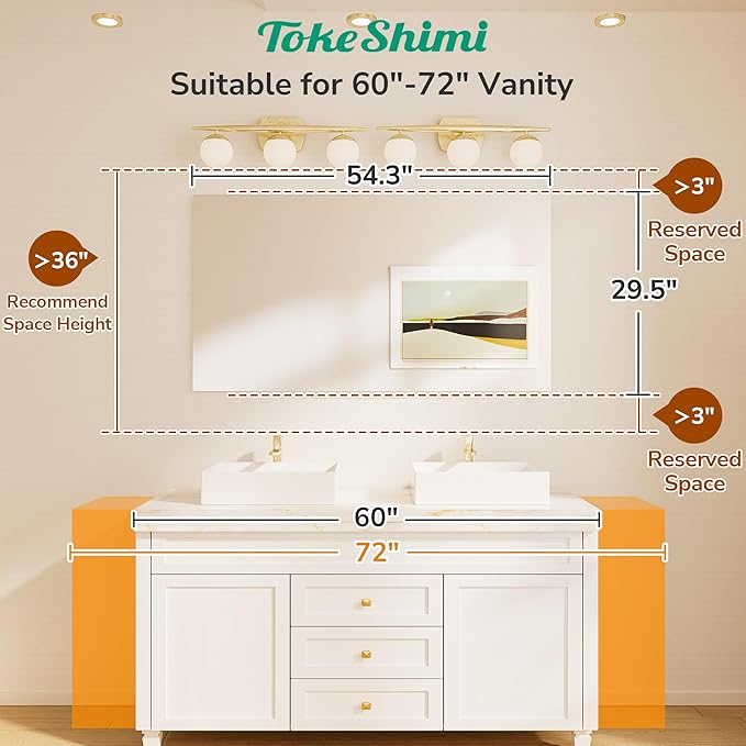 TokeShimi 55x30 Frameless Bathroom Vanity Mirrors for Over Sink, Modern Rectangle Bathroom Mirrors for Wall with Polished Edge Shatterproof Decorative Mirror for Bedroom, Living Room, Entryway