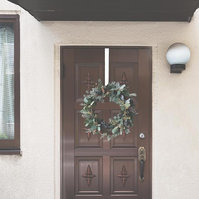 4 Pack Wreath Hangers for Front Door Over The Door Hooks(L=8"&12"), Over Door Hanger, Heavy Duty No Drill Hanger for Towels, Coats, Hats, Bags in Bathroom, Bedroom, Kitchen, Living Room