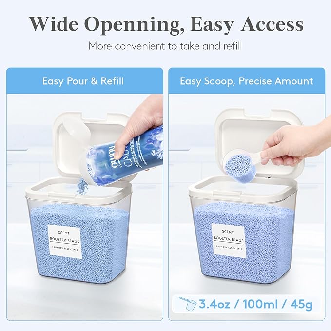 Lifewit Laundry Pods Container with Pop-up Lid, Detergent Dispenser, Dryer Sheet Holder, Laundry Room Organization Storage Jars for Washing Powder, Soap, Scent Booster Beads,0.5+0.72+1.2gal, 4 Pcs