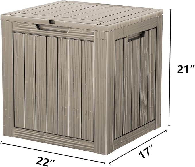 29 Gallon Resin Deck Box Waterproof Outdoor Storage Box for Patio Furniture Pool Accessories Indoor Storage for Cushion Garden Tools, Gray