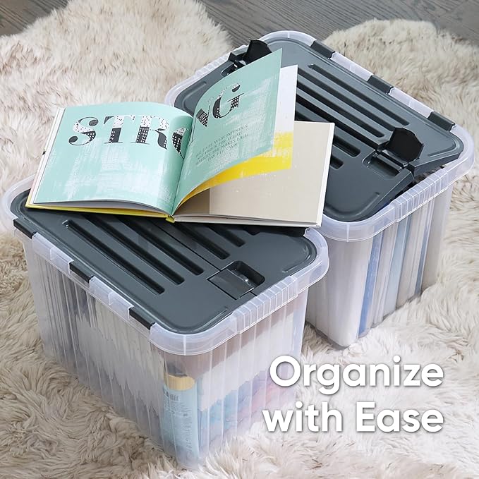 Superio 26 L Deep Storage Container with Hinged Lid 27.5 Quart (6 Pack)