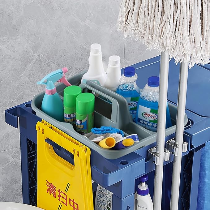 6-Pack Plastic Cleaning Tool Caddy, Cleaning Utility Caddy Tote, Gray
