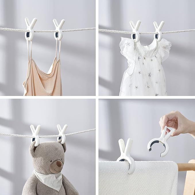 12 Pack Beach Towel Clips with Strong Anti-Rust Springs,Heavy Duty Towel Clips,Plastic Laundry Clothes Pins to Keep Your Towel, Clothes, Blankets to Dry on Clothesline and Hanging Rack (Blue)