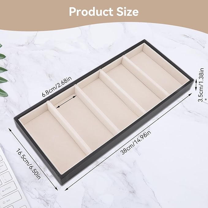 5 Grid Stackable Eyeglass Storage Holder Organizer, Sunglass Drawer Organizer Glasses Tray Display Case Box Eyeglasses Watches Jewelry Display for Dresser or Store Countertop