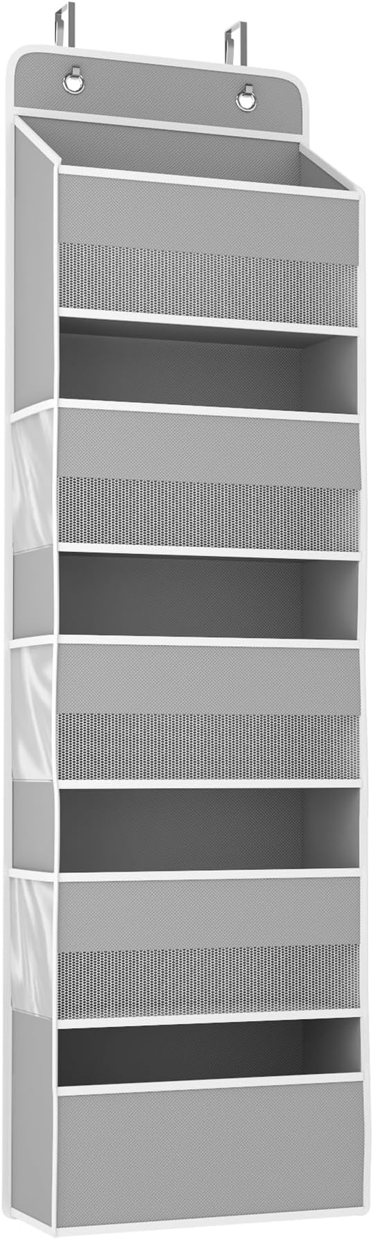 1 Pack 5-Tier Over the Door Organizer, Heavy-Duty Large Deep Pocket Hanging With 5 Large Front & 6 Side Pockets With for Pantry, Kitchen, Bathroom, Dorm, Grey