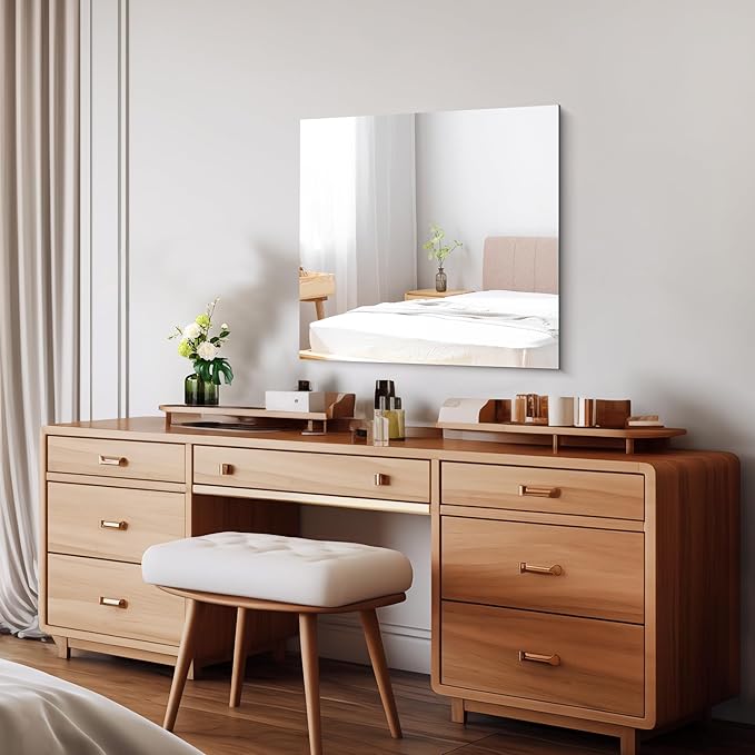 CILIBER Frameless Mirror, 24x24 inch Square Bathroom Mirrors for Wall, Upgraded Shatterproof Vanity Mirror Over Sink with Polished Edge for Bathroom,Bedroom,Living Room and Entryway