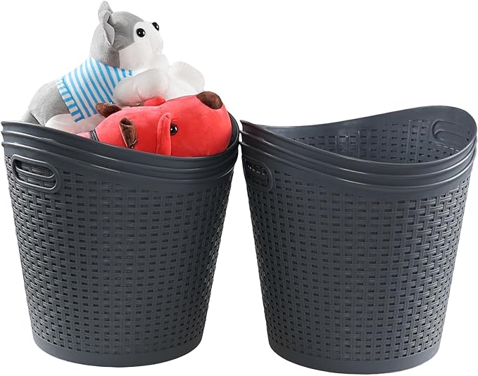 40 L Waterproof Plastic Tall Flex Laundry Basket with Handles, 6 Packs