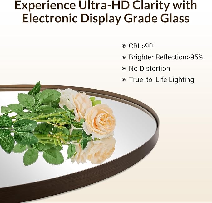 ANDY STAR Bronze Oval Mirror for Bathrooml, 20x33 Oval Bronze Mirror in Stainless Steel Metal Frame Deep 1’’ for Bathroom, Bedroom, Living Room, Entryway, Hang Vertical or Horizontal
