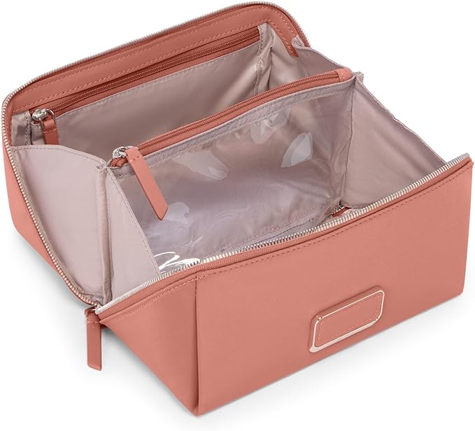TUMI - Voyageur Dallas Cosmetic Bag - Lay-Flat Travel Makeup Organizer - Packable Travel Kit - Pink Clay