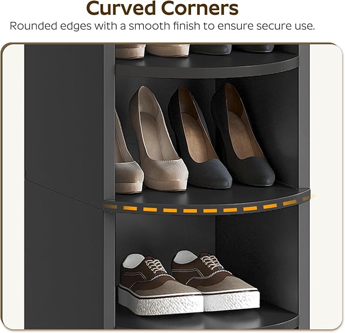 9-Tier Tall Shoe Rack, Wooden Shoe Storage Organizer, Narrow Shoe Cabinet with Removable Shelves for Small Spaces, Holds 18 Pairs of Shoes, for Entrance, Hallway, Black SS02BK