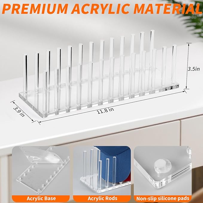 Kadolina Hat Organizer for Baseball Caps, Acrylic Hat Rack for 12 Baseball Caps, Hat Holder Display and Organizer for Closet, Tabletop, Dressing Table (Transparent)