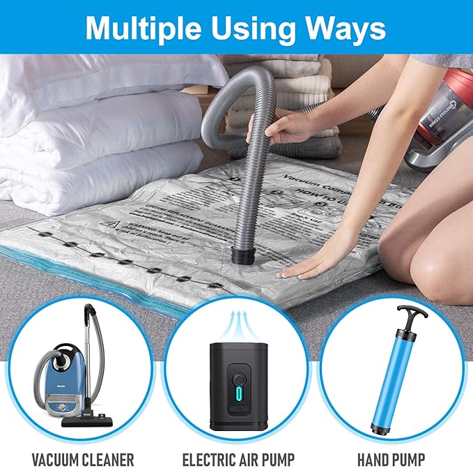 BoxLegend 20 PACK Vacuum Seal Bags for Clothing Travel with Wireless USB Electric Pump (2M, 6S, 6XS, 6XXS) Travel Vacuum Bags Must-Have Airplane Travel Essentials for Luggage Space Saving Compression