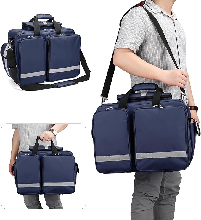 First Aid Bag - Empty Medical Storage Bag for Home Health, Nursing Students, Therapists & Doctors