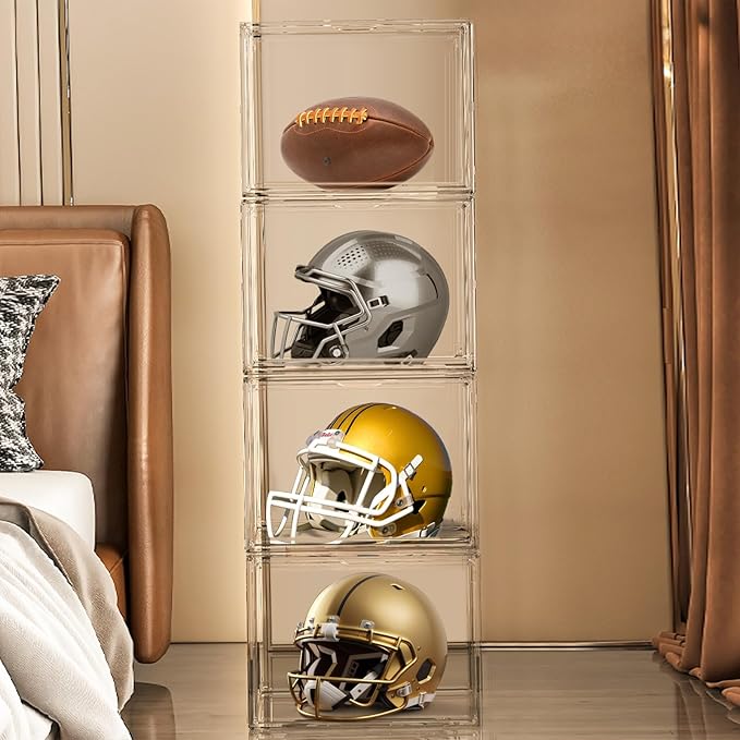 1 Pack XXX-Large Clear Tall Boot Storage Box 17.7''x13''x13'' Acrylic Display Case with Magnetic Lid Handbag Organizer Clear Storage Bins for Trophy, Helmet, Tall Boots, Figure Collectibles