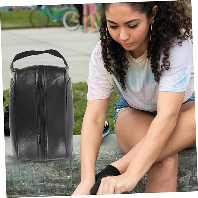 Hemoton Waterproof Golf Shoe Bag 16 Inch Pu Leather Dustproof Small Travel Carry Case Multi-Functional Storage for Men