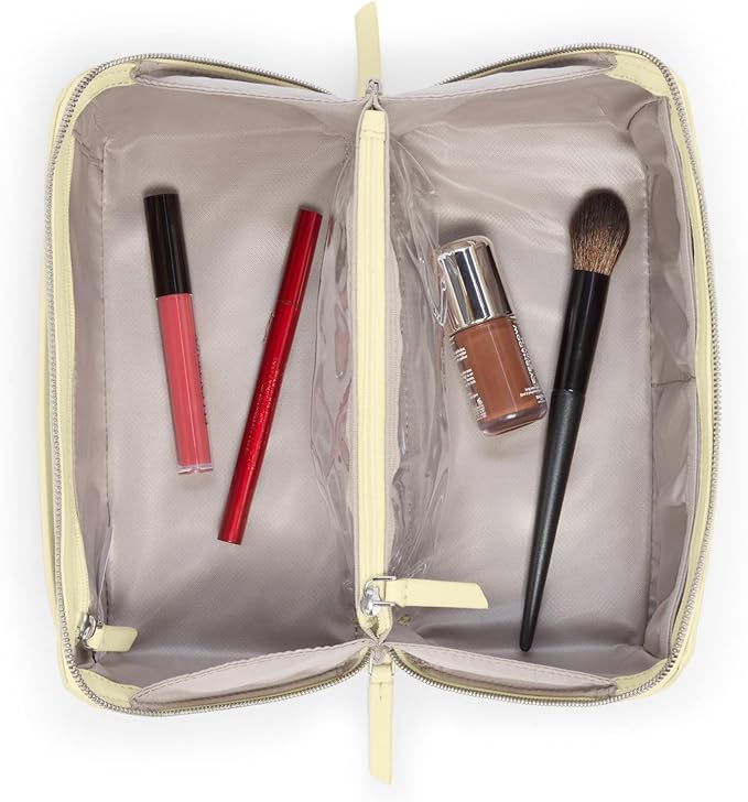 TUMI - Voyageur Dallas Cosmetic Bag - Lay-Flat Travel Makeup Organizer - Packable Travel Kit - Washed Yellow