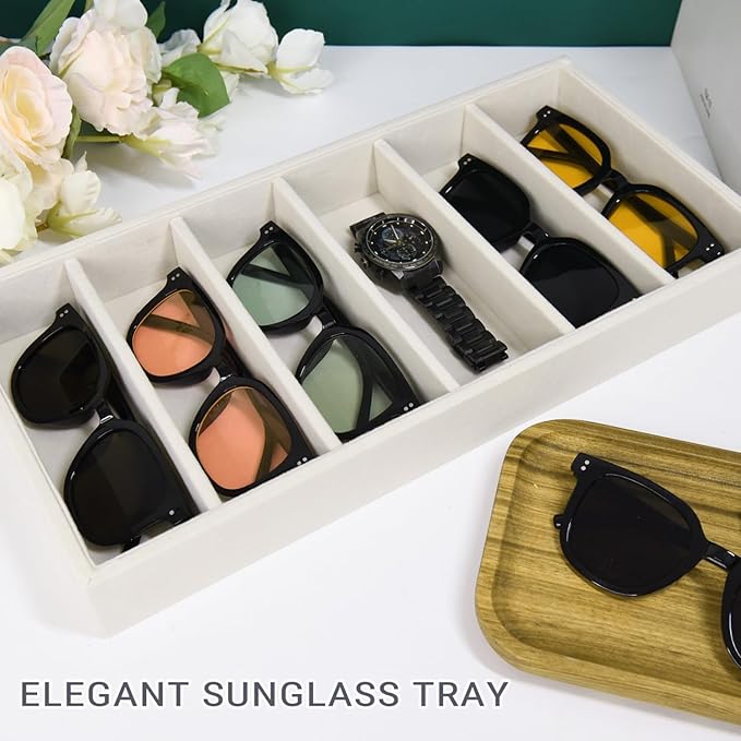 2 Pack Sunglasses Organizer Storage Glasses Holder Velvet Jewelry Tray, Glasses Organizer Eyeglasses Sunglasses Tray for Jewelry Display Watch