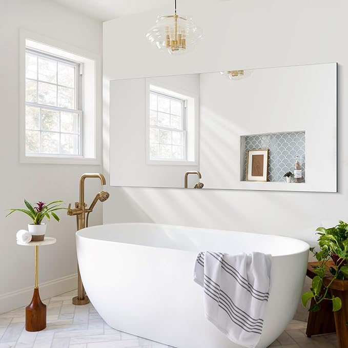 CILIBER Frameless Mirror, 30x60 Inch Large Bathroom Mirrors for Wall, Upgraded Shatterproof Rectangle Vanity Mirror Over Sink with Polished Edge for Bathroom,Bedroom,Living Room and Entryway