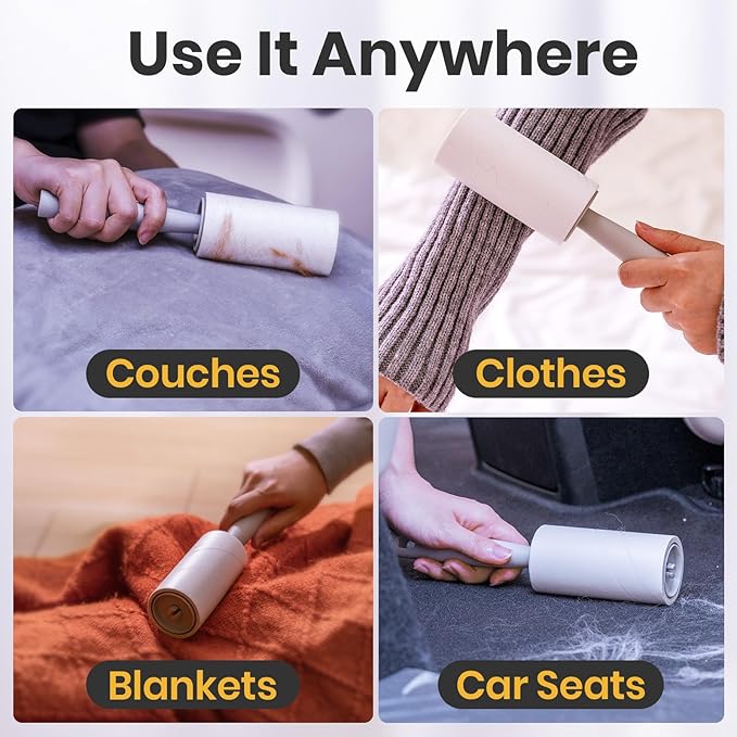 DELOMO Lint Roller 1,000 Sheets (5 Rollers + 5 Refills) - Lint Rollers for Pet Hair Extra Sticky, Mega Value Pet Hair Removal Tool for Clothes/Couch/Furniture/Car - Ideal Home Gift for Pet Owners