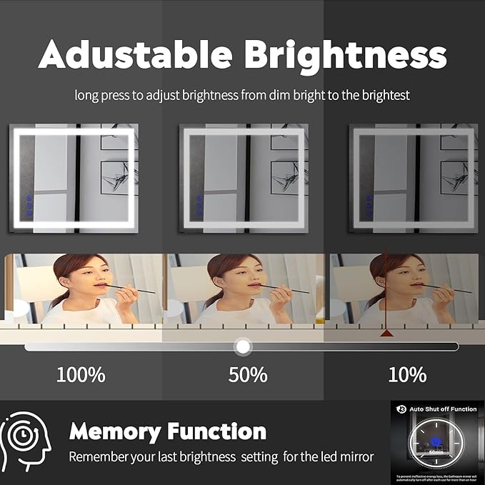 32"x24" LED Bathroom Mirror with Lights Front & Backlit Vanity Mirror,Double Light bar Smart Wall-Mounted Design,Adjustable Warm White/Natural/Daylight,Anti-Fog,Shatterproof,Memory Function