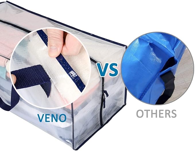 VENO 6 Pack Heavy Duty Moving Bags with Backpack Straps, Zippers & Handles, Extra Large Packing Bags for College Dorm Essentials, Moving Supplies Alternative to Cardboard Moving Boxes
