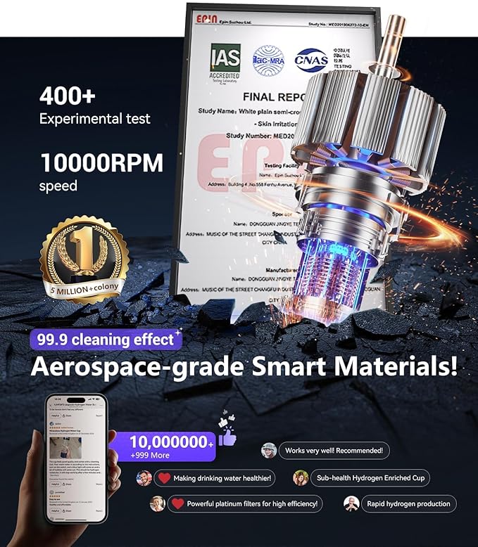 5.0 Upgraded Makeup Brush Cleaner Machine【Industry NO.1-10000 RPM Turbine Motor】Electric Makeup Brush Cleaner【SGS Certified - Zero Dust Residue】Universal One-Button Cleaner, makeup brushes cleaner