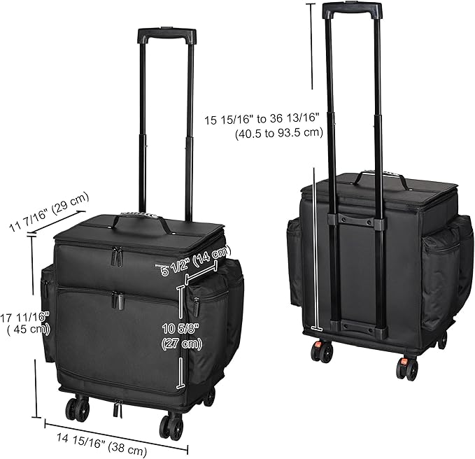 BYOOTIQUE Rolling Makeup Train Case Soft Sided Nylon Fabric Travel Cosmetic Organizer Storage Makeup Trolley Suitcase for Makeup Artist, Pink