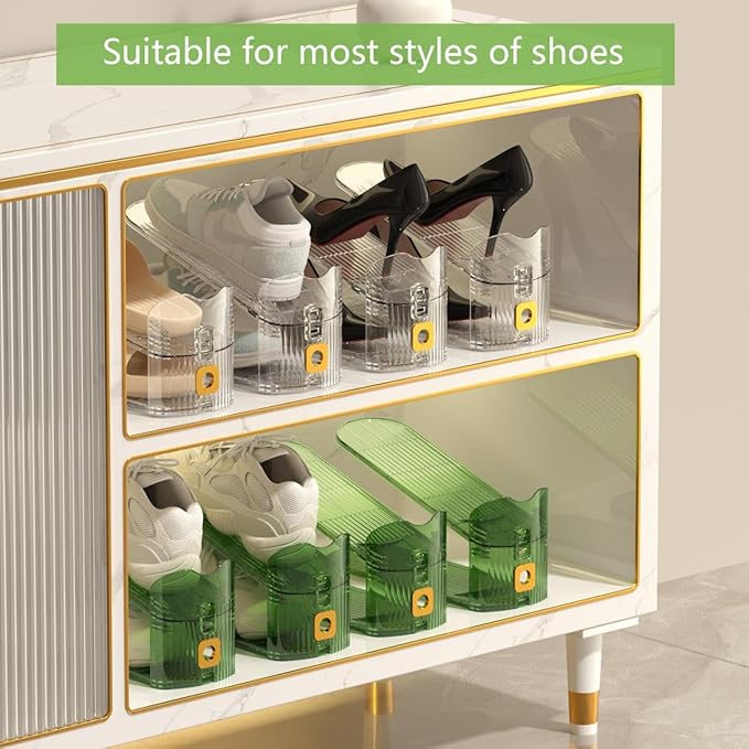 CiBiZi Clear Shoe Slots Organizers 12Pack Shoe Stacker Organizer for Closet Shoe Stackers for a Pair of Shoes Shoe Display Shelf Shoe Rack Holders Space Saver Organizador de Zapatos (Clear)