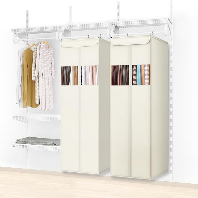 Zilink Clear Garment Bags for Hanging Clothes 54" Large Hanging Garment Bag for Closet Storage with Clear Window Space Saving Garment Storage Bags for Suits, Coats, Dresses, 2-Pack