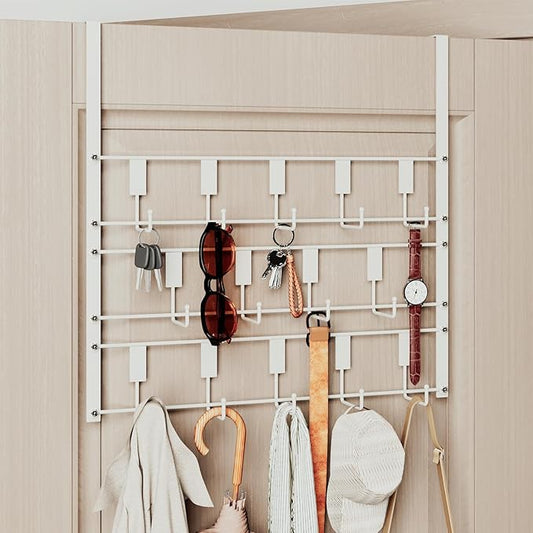 Over The Door Hooks for Hanging, 14 Hook Over Door Hanger and Towel Rack for Bathroom