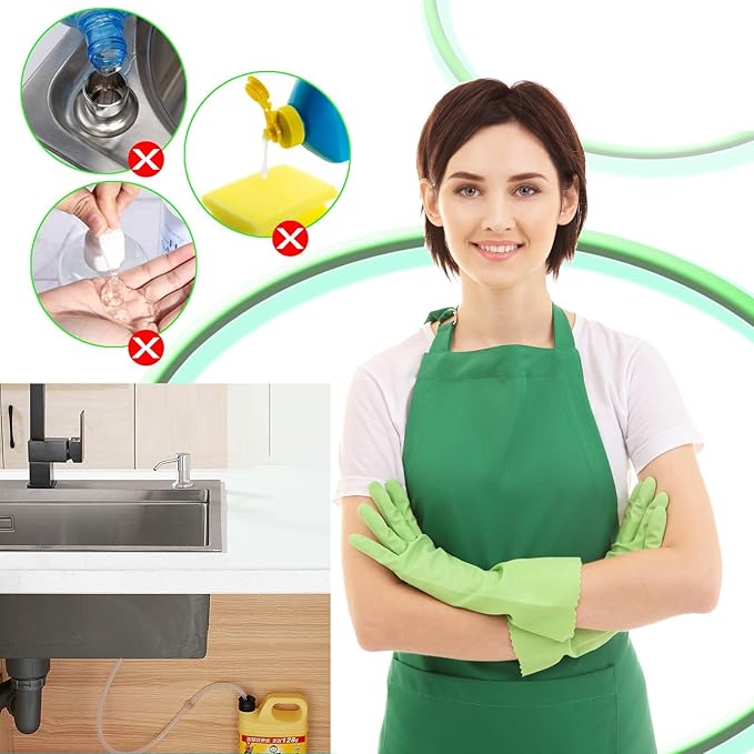 Sink Soap Dispenser Tube 47" with Check Valve, Kitchen Dish Detergent Dispenser Tubing, Under Sink Dispenser Extension Hose for Prevent Backflow Countertop Kitchen Sink Accessories 2sets Pack