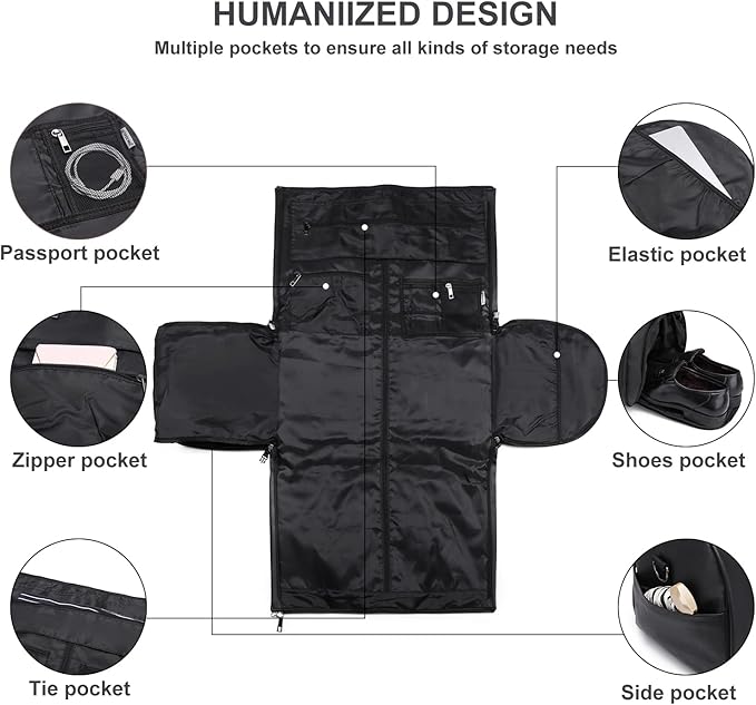 seyfocnia Convertible Travel Garment Bag,Carry on Garment Duffel Bag for Men Women - 2 in 1 Hanging Suitcase Suit Business Travel Bag