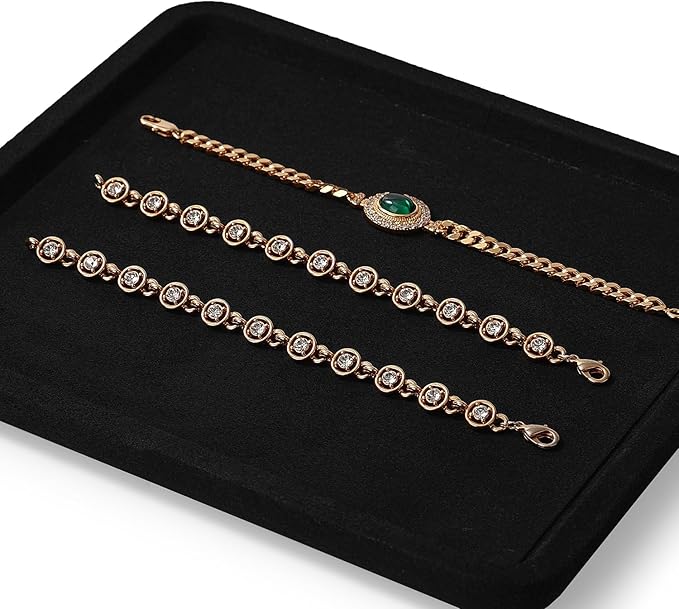 Oirlv Microfiber Jewelry Display Tray Jewelry Display Flat Tray for Rings Earrings Necklace Bracelet Jewelry Photograph Display Catchall （M,Black）