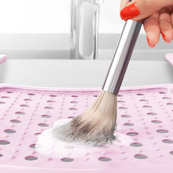 Sink Topper Bathroom Sink Cover for Counter Space & Storage Saver | RV Must Haves | Silicone Foldable Beauty Makeup Brush Cleaning Mat | Hot Tools Organizer | RV Sink Cover | Standard, Pink