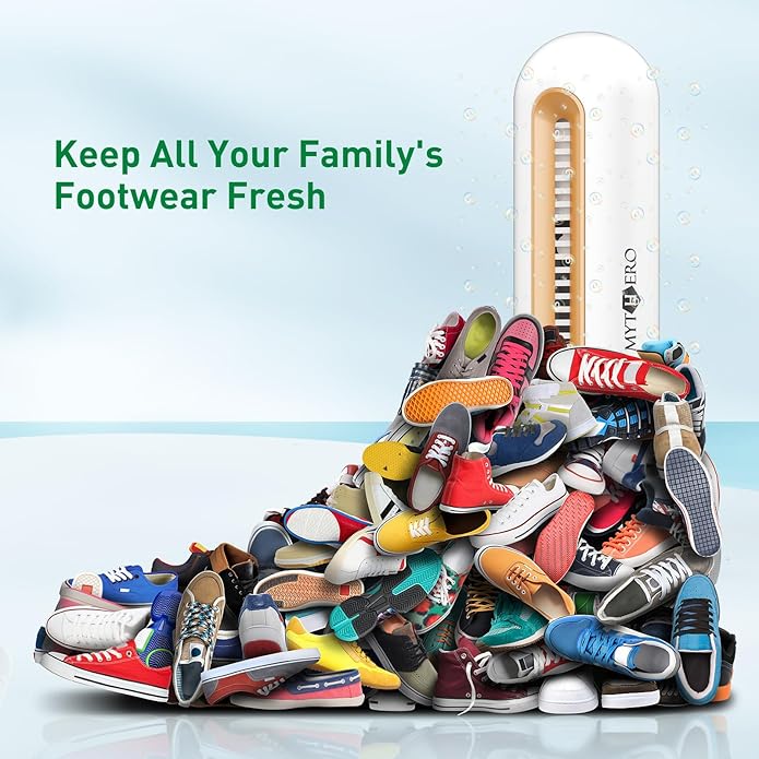 Chemical-Free Shoe Deodorizer for Sneaker, Boot, All Footwear, Rechargeable & Long-Lasting Shoe Freshener 2-Pack, Ozone Technology Shoe Odor Elimination, Durable Shoe Smell Remover