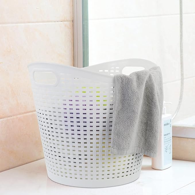 6-Pack 30 L Plastic Laundry Hamper, Large Plastic Storage Basket, White