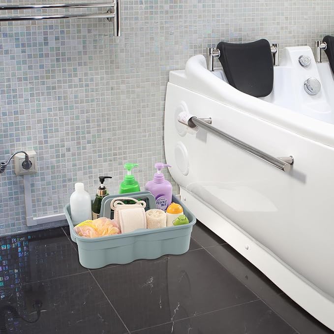 4 Packs Commercial Products Deluxe Carry Caddy, Plastic Cleaning Supplies Caddy with Handle, Gray