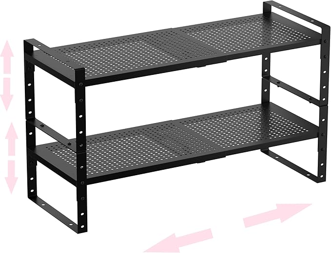 Multi-Functional Metal Shoe Rack, Space-Saving, Perfect for Entryway, Closet, Bathroom, etc. - Sturdy and Durable, High Weight Capacity（2PACKS/Black/Large