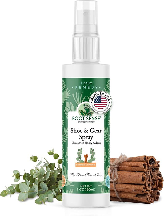 Foot Sense – Shoe Deodorizer & Foot Spray – Natural Foot & Shoe Odor Eliminator for Smelly Feet, Shoes & Sports Gear, Long-Lasting Refreshener for Adults & Kids – 5oz