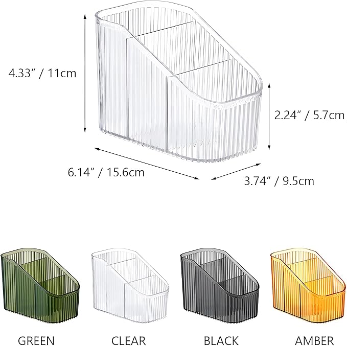 Amber Makeup Brush Holder Organizer for Vanity, Bathroom Countertop Organizer 6 Cups, Toiletry Organizer, Storage & Display for Skincare, Perfume, Hairbrush, Sunglasses & Desk Accessories