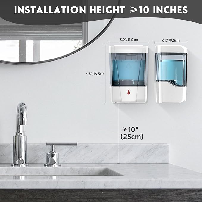Automatic Soap Dispenser 20fl oz/600ml Touchless Wall Mount Liquid ABS Auto Hands Free Touchless Soap Dispensers Bathroom Kitchen 9031 White