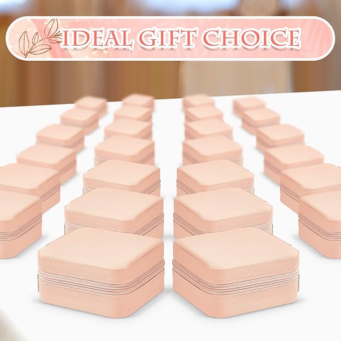 Taiyin 50 Pcs Travel Jewelry Case, Valentines Day Gifts for Her- Small Jewelry Organizer Box Bridesmaid Gifts for Women Girls (Pink)
