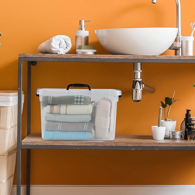 10 Liter Plastic Storage Box, 4-pack Clear Latch Storage Bins with Lids