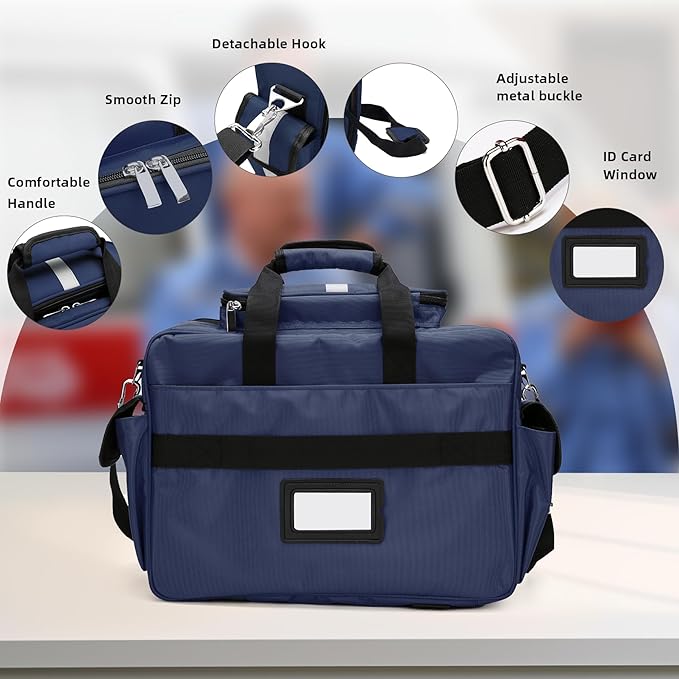 First Aid Bag - Empty Medical Storage Bag for Home Health, Nursing Students, Therapists & Doctors