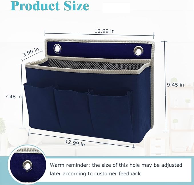 Wall Hanging Organizer Bag/Hanging Baskets with Large Mesh Compartment & 3 Pockets，Over the Door Hanging Organizer Space Saving Storage for Bedroom,RV Camper, Closet (Navy Blue -1 Pack)