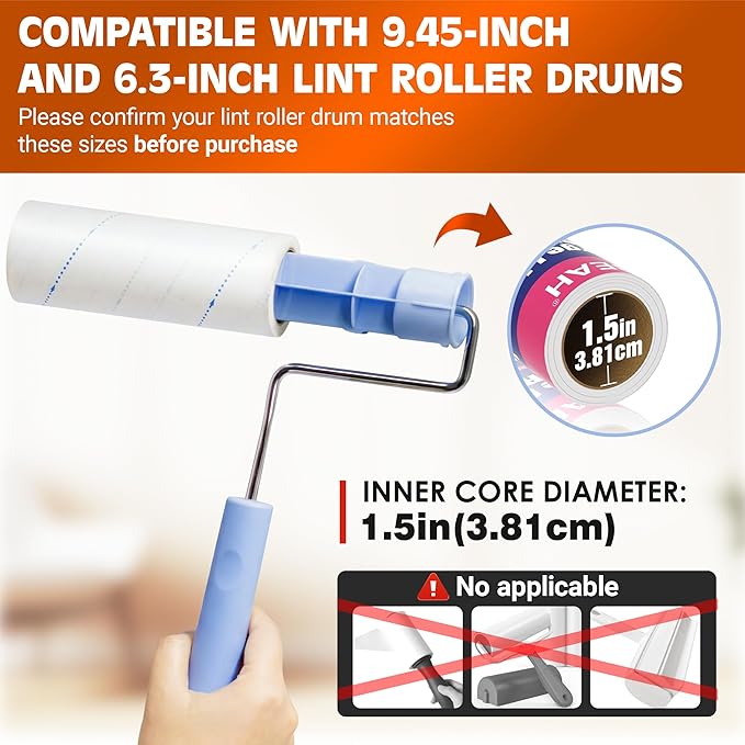 BEAH Lint Roller Refills (5 Packs 450 Sheets) Lint Rollers for Pet Hair Extra Sticky Refills,9.45 Inch Pet Hair Remover,Lint Roller Cleaning for Clothes,Furniture and Carpet,Easy to Tear