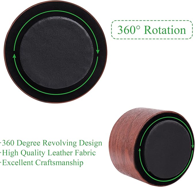 Hennaja Round Leather Art Supply Organizer,Remote Control Holder,360 Degree Spinning,Multi-Functional Pencil Holder,4 Compartments Desktop Stationary Organizer(1-Light Brown2)