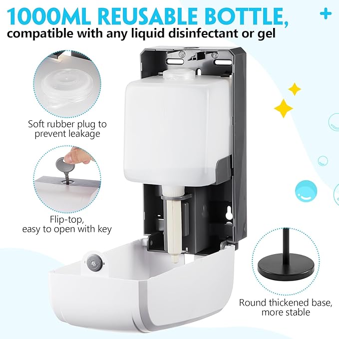 Blulu 2 Pack Manual Hand Sanitizer Dispenser with Stand and Drip Catcher and Refillable Bottle Stand Sanitizing Station for Restaurants, Schools, Churches